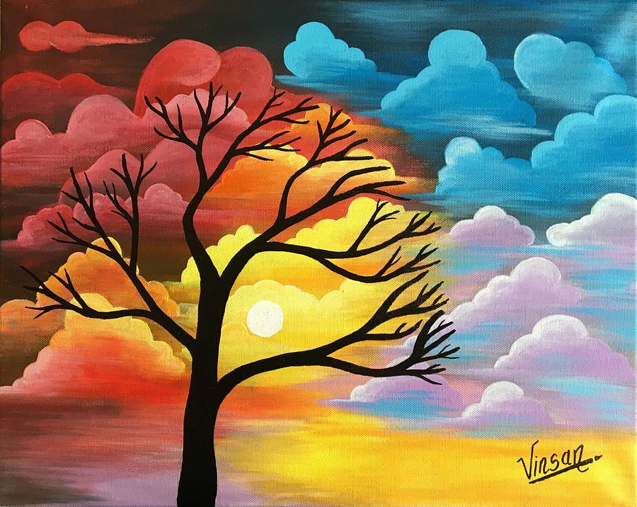  Abstract  nature  acrylic painting Painting by T Saranraj