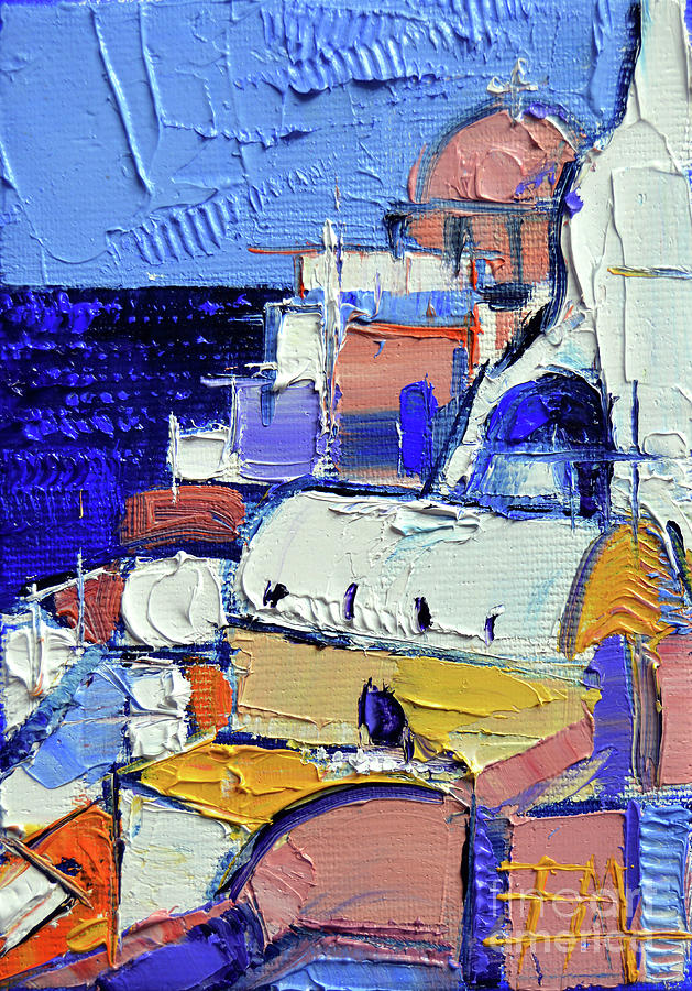 ABSTRACT OIA VIEW - Mini Cityscape 05 Painting by Mona Edulesco