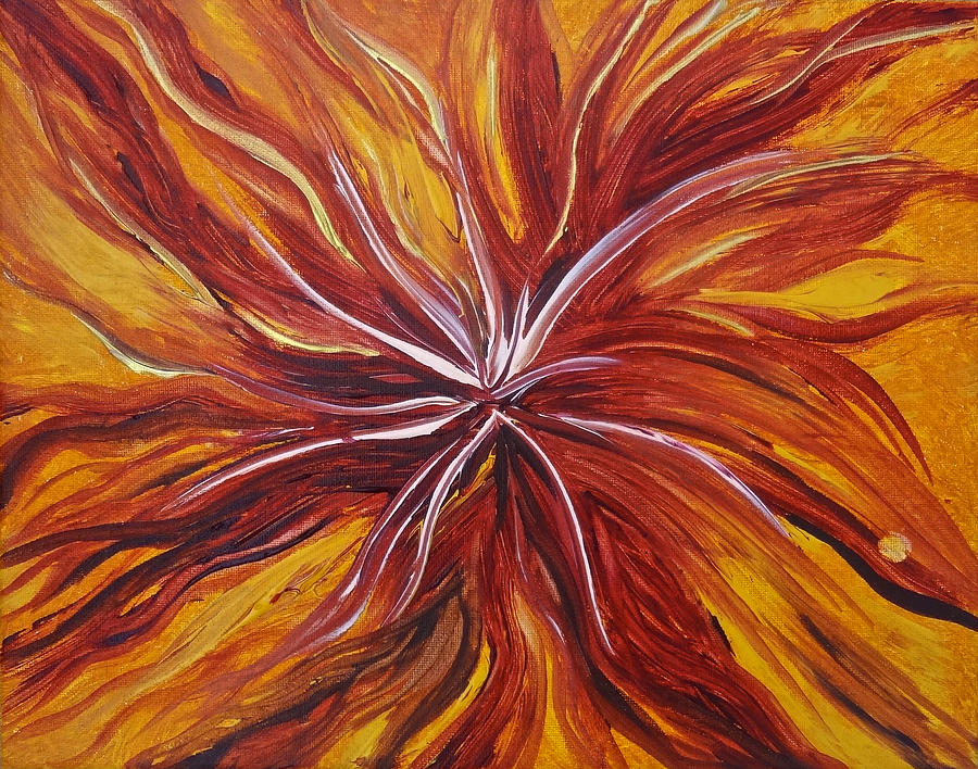 Abstract Orange Flower Painting by Michelle Pier