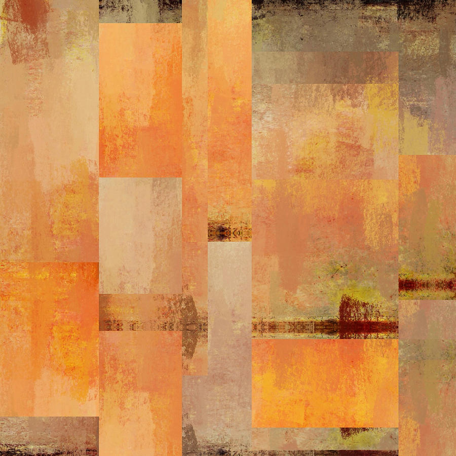 Abstract Digital Art - Abstract Orange Gold Geometric by Brandi Fitzgerald