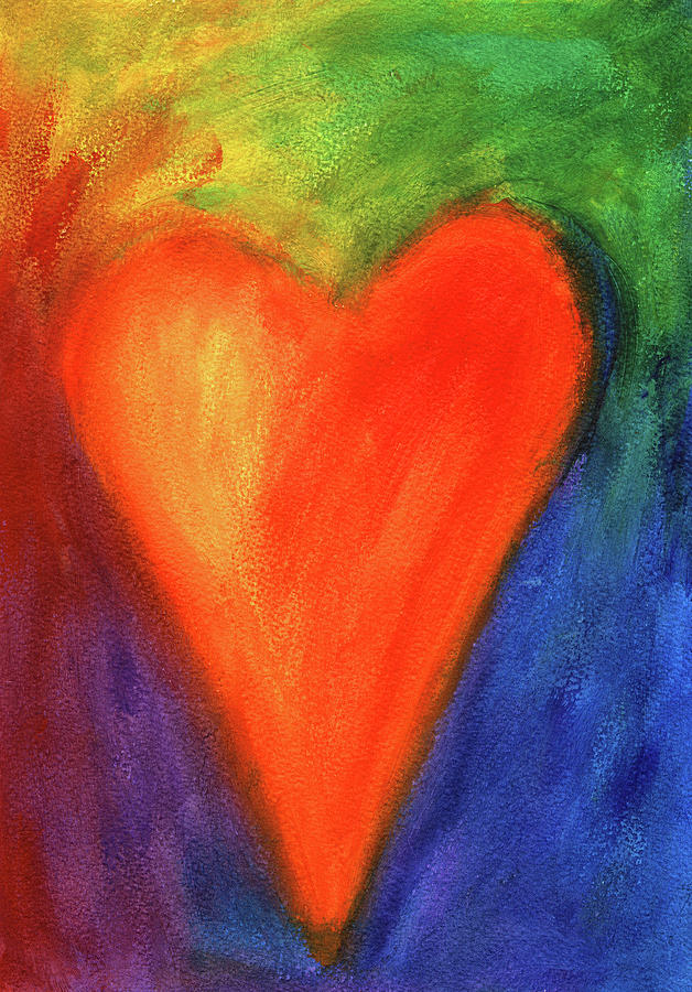 Abstract orange heart 1 Painting by Karen Kaspar