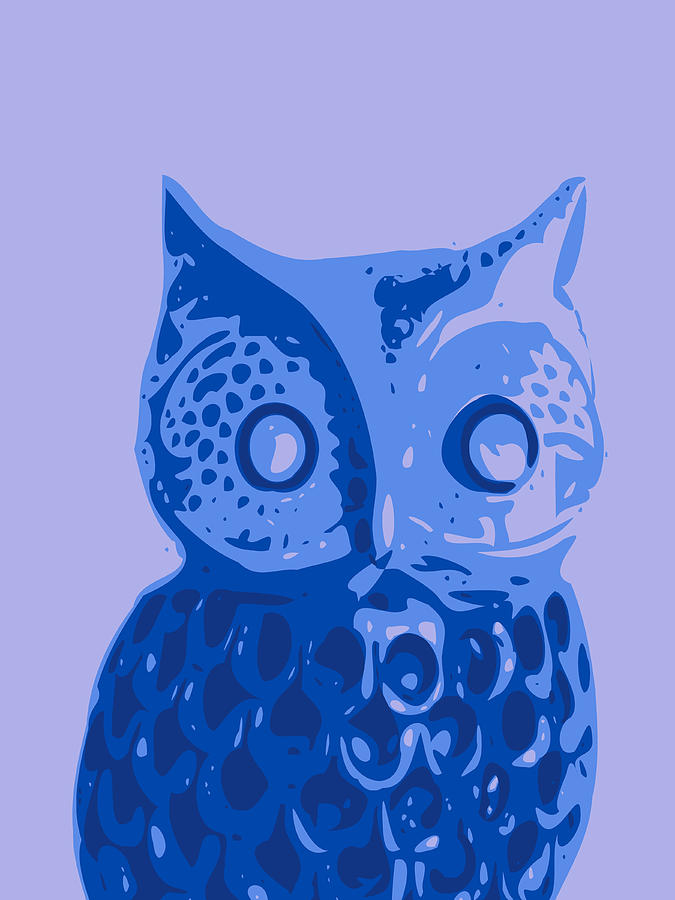 Abstract Owl Contours blue Digital Art by Keshava Shukla