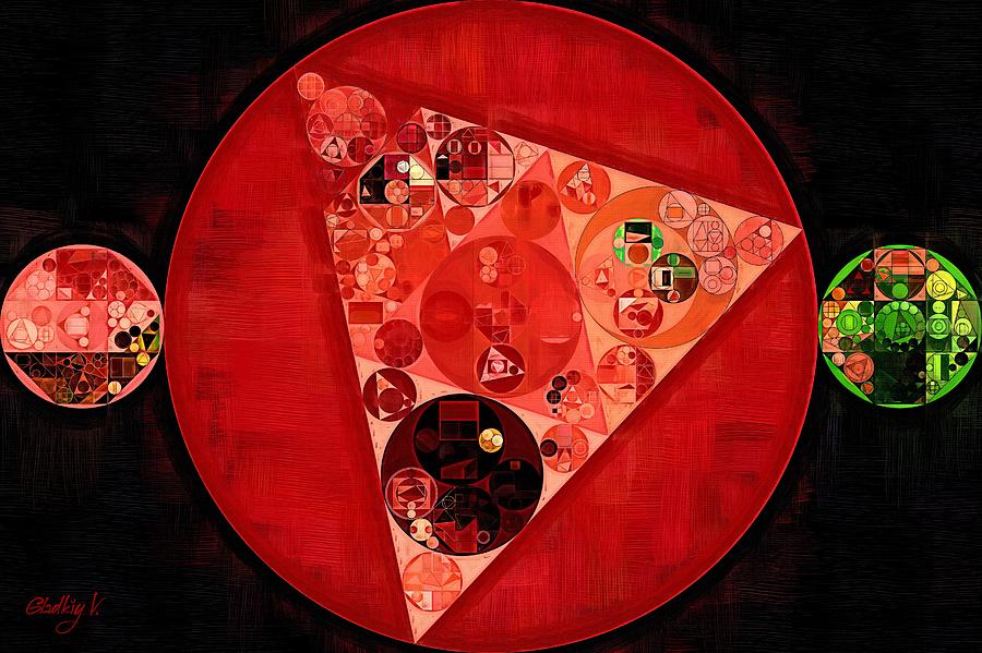Pattern Digital Art - Abstract painting - Mordant red round by Vitaliy Gladkiy