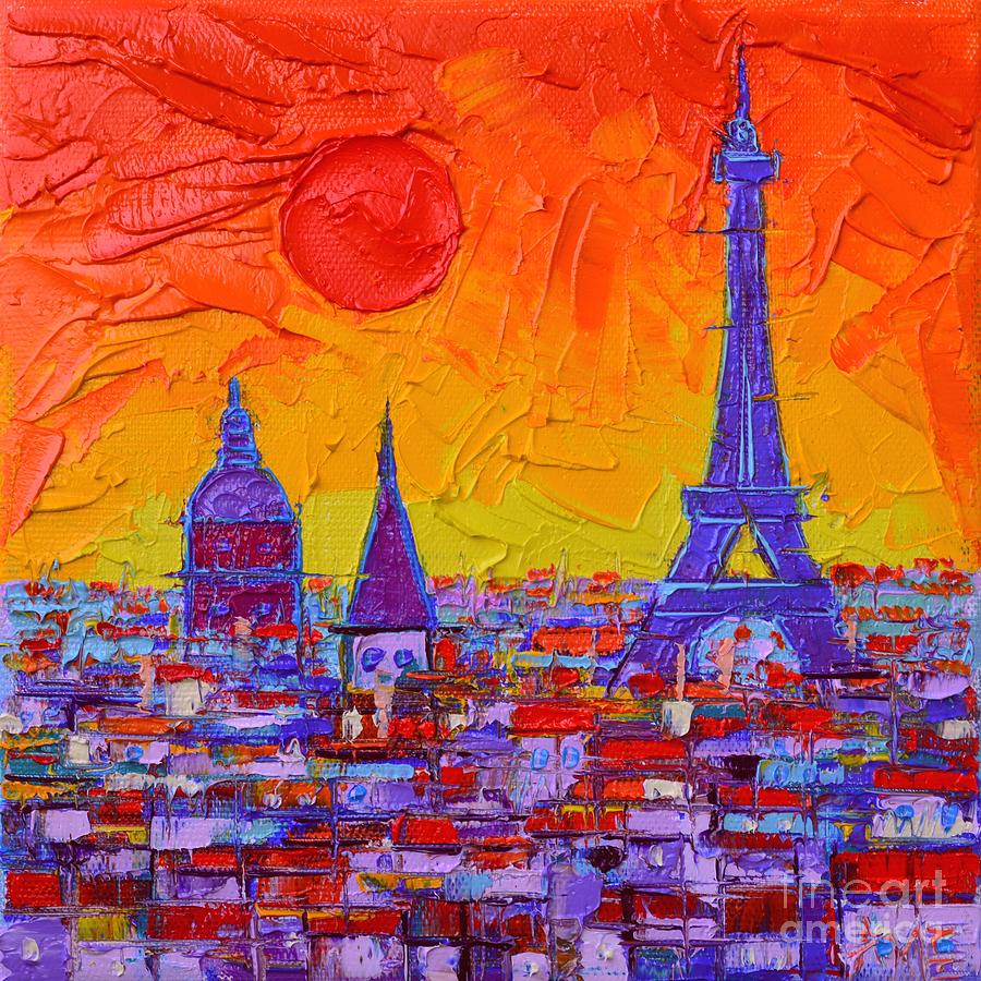 Abstract Paris Sunset Painting by Ana Maria Edulescu