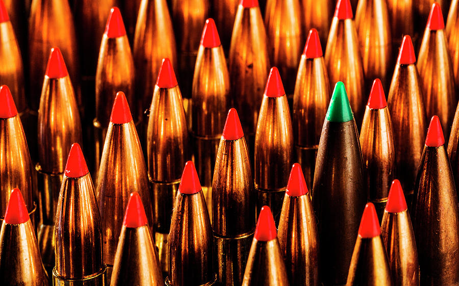 Abstract Pattern of Standing Bullets Photograph by Maggie Mccall