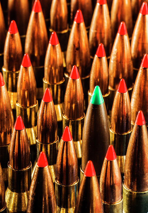 Abstract Pattern of Standing Bullets upright Photograph by Maggie Mccall