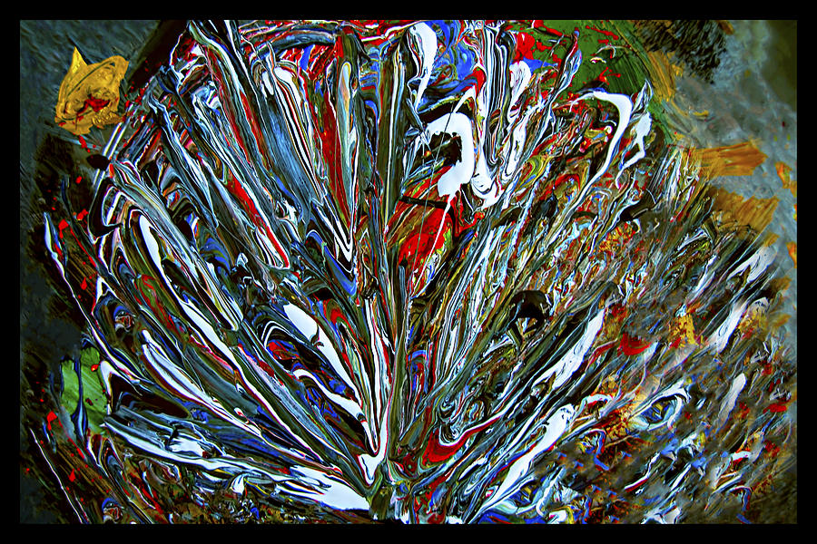 Abstract Peacock Feathers 4 painting- Mixed Media by Renee Anderson