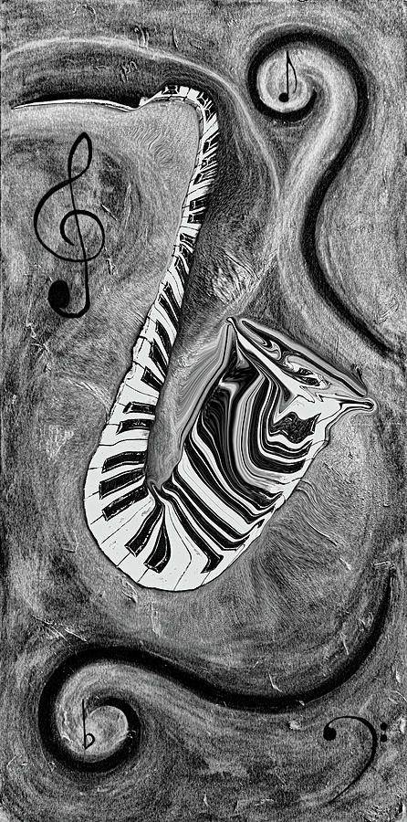 Abstract Mixed Media - Piano Keys in a Saxophone 1 - Music In Motion by Wayne Cantrell