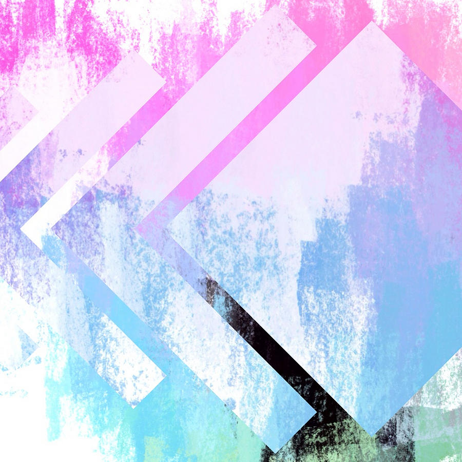 Abstract Pink And Blue Square Angles Digital Art