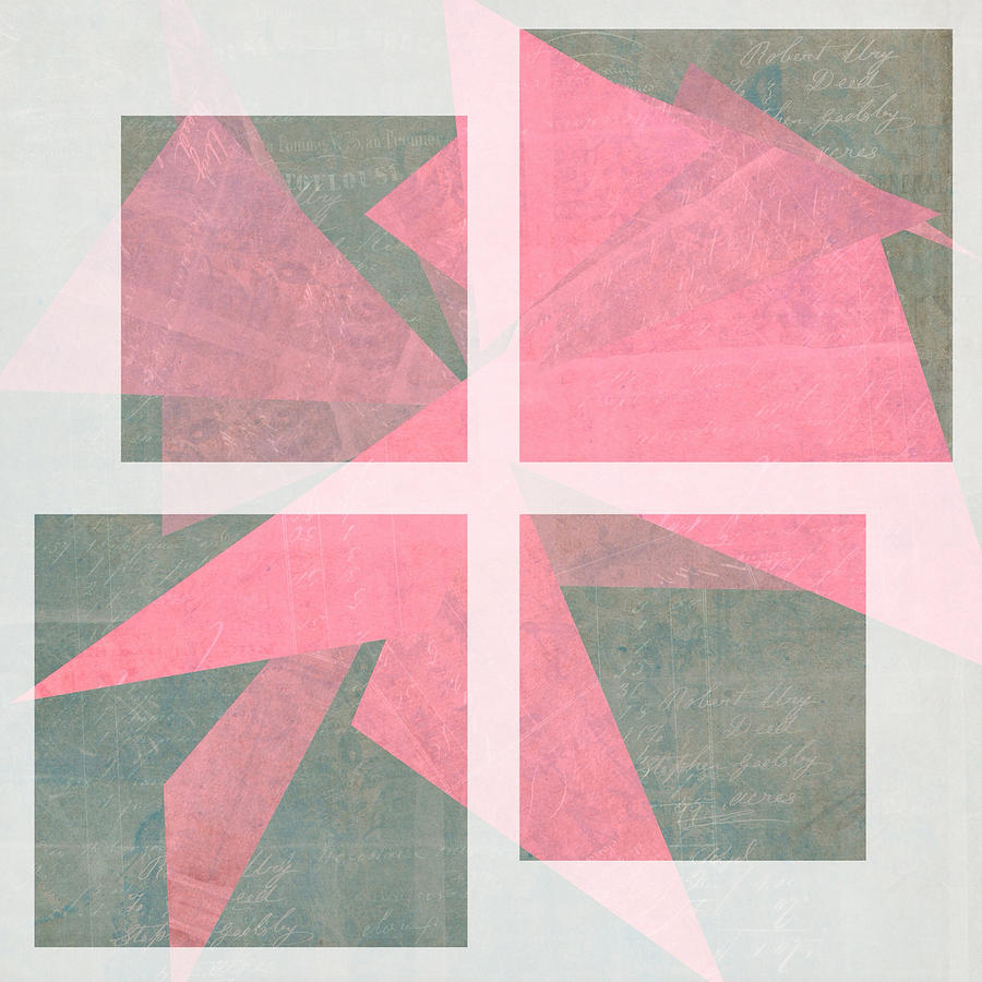 Abstract Digital Art - Abstract Pink and Grey Squares and Shapes by Brandi Fitzgerald