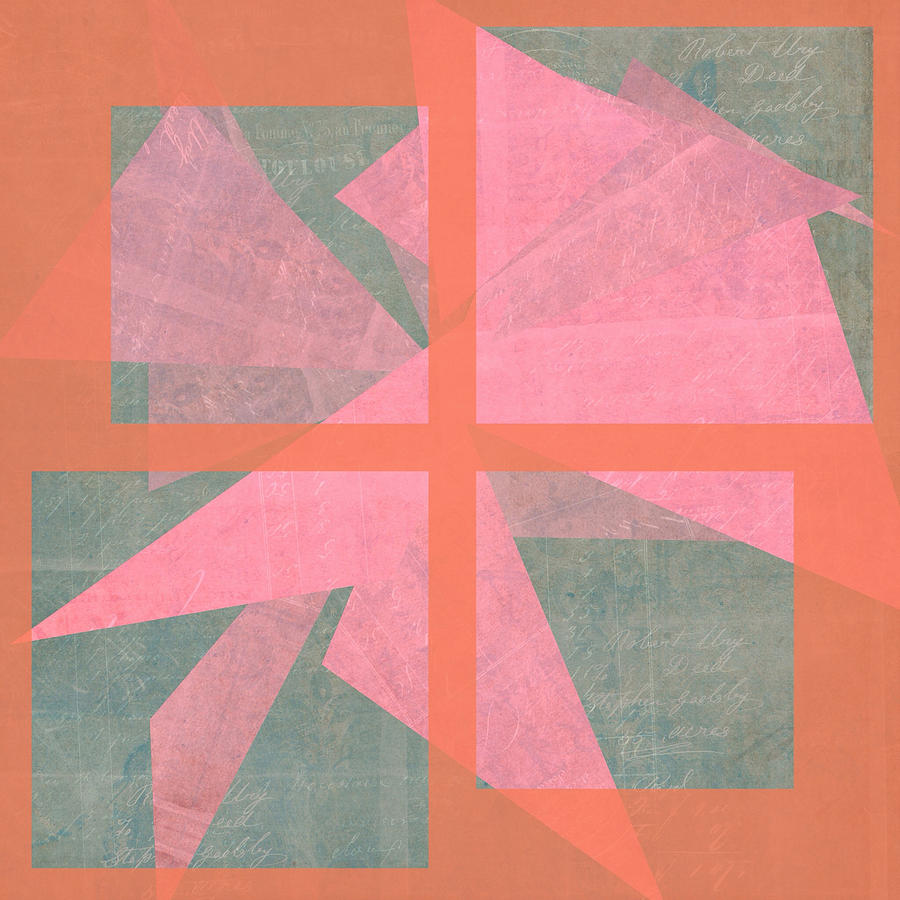 Abstract Digital Art - Abstract Pink and Orange Squares and Shapes by Brandi Fitzgerald