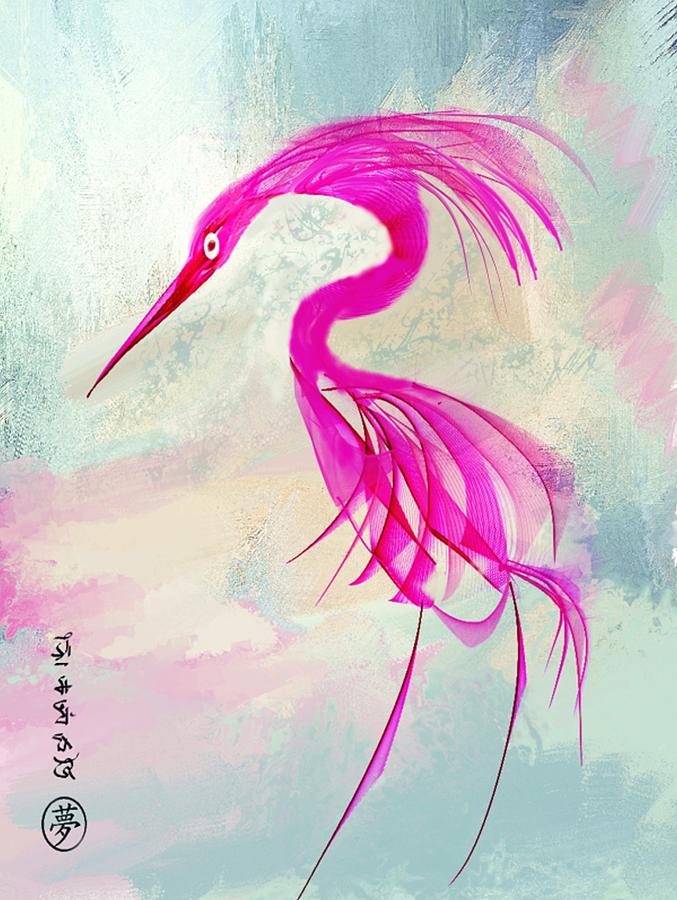 Abstract Pink Crane Digital Art by Elaine Weiss | Fine Art America