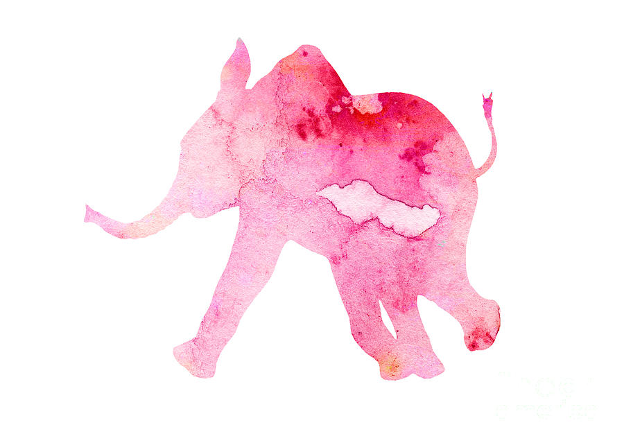 Abstract Painting - Abstract pink elephant large poster by Joanna Szmerdt