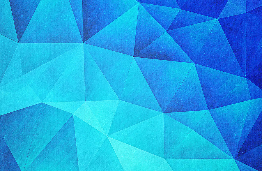 Abstract Digital Art - Abstract Polygon Multi Color Cubizm Painting in ice blue by Philipp Rietz