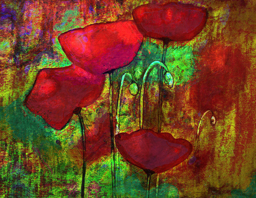 Abstract Poppies Painting by Julie Lueders 