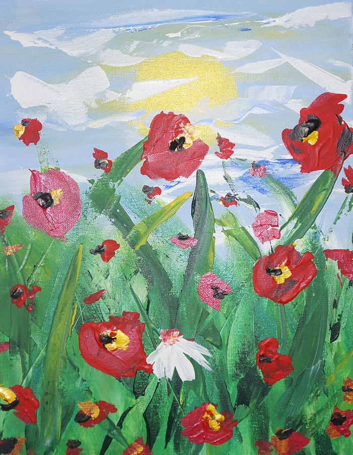 Abstract poppies No 1 Painting by Celestial Images