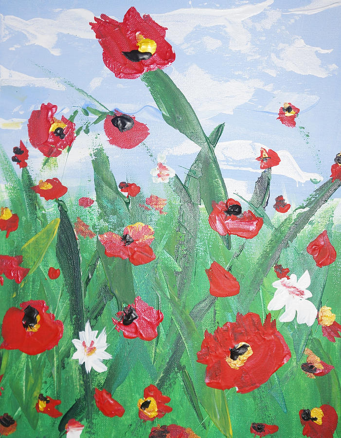 Abstract poppies No 2 Painting by Celestial Images