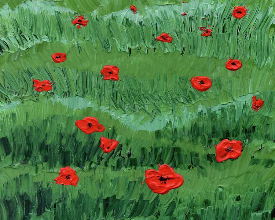 Abstract Poppy Field Decorative Artwork III Painting by Irina Sztukowski