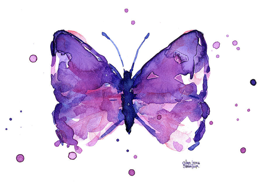 Abstract Purple Butterfly Watercolor Painting