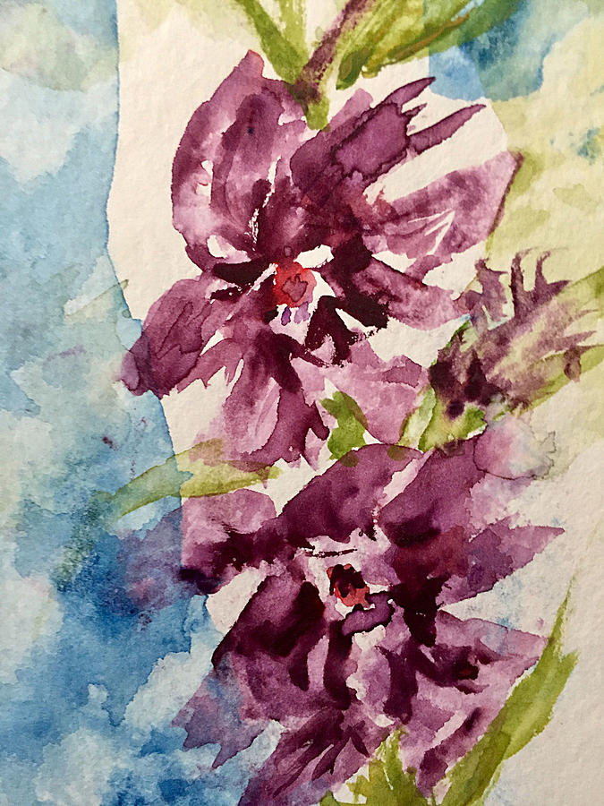 Abstract Purple Flowers Part 3 Painting by Britta Zehm