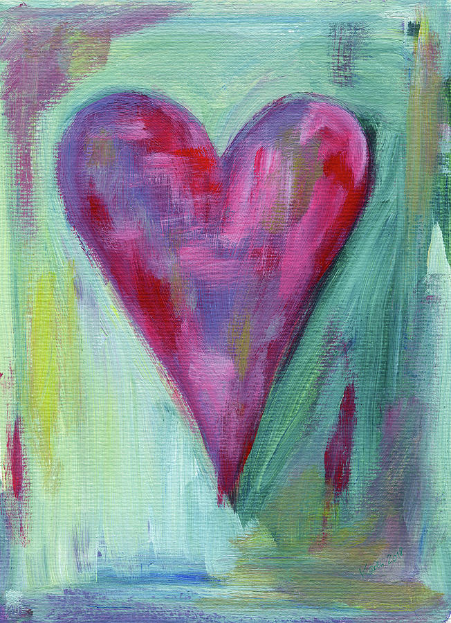 Abstract purple heart Painting by Karen Kaspar
