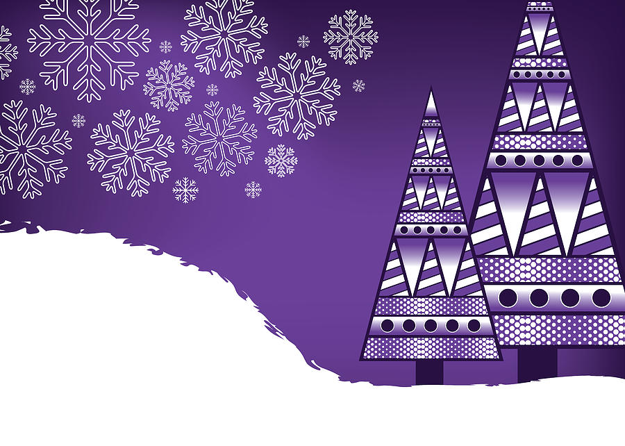 Abstract Purple Trees Christmas Digital Art by Serena King