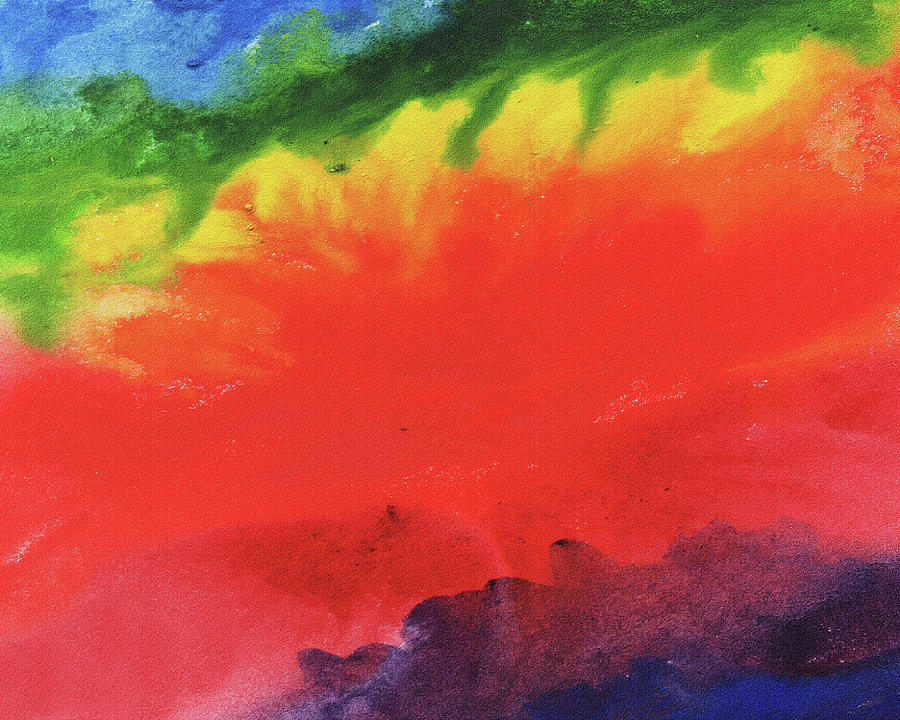 Abstract Rainbow River Watercolor Painting