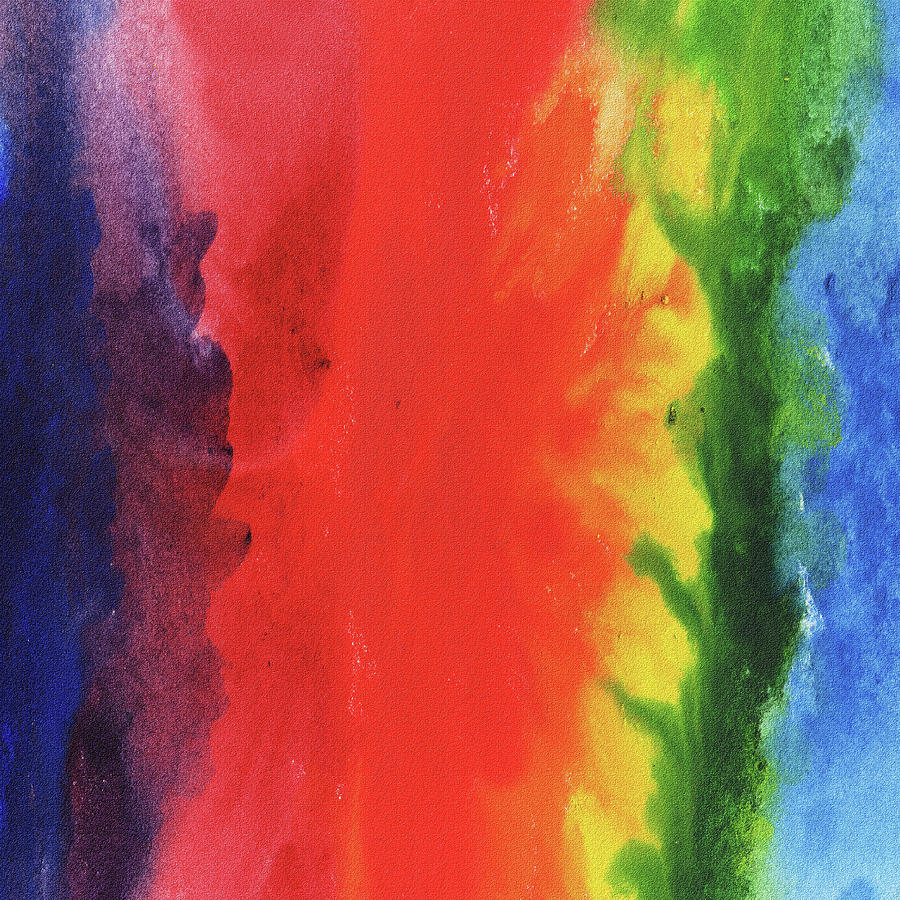 Abstract Rainbow Watercolor Splash Painting