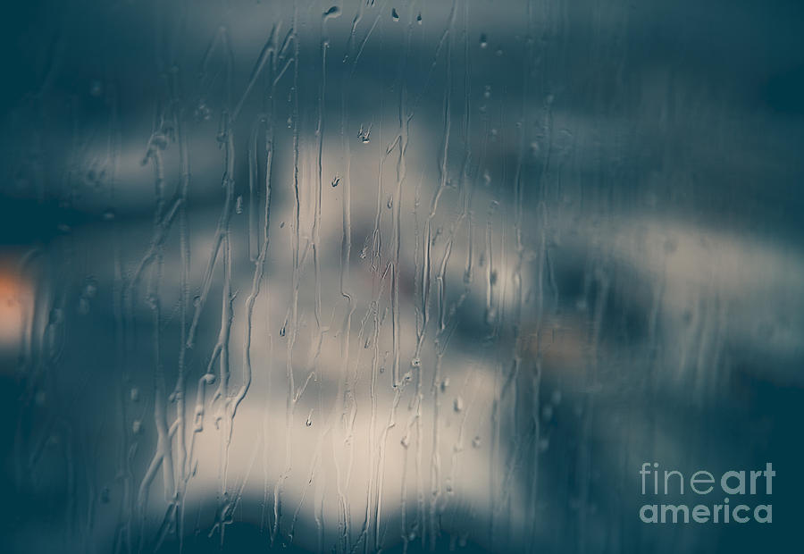 Abstract rainy window background Photograph by Anna Om