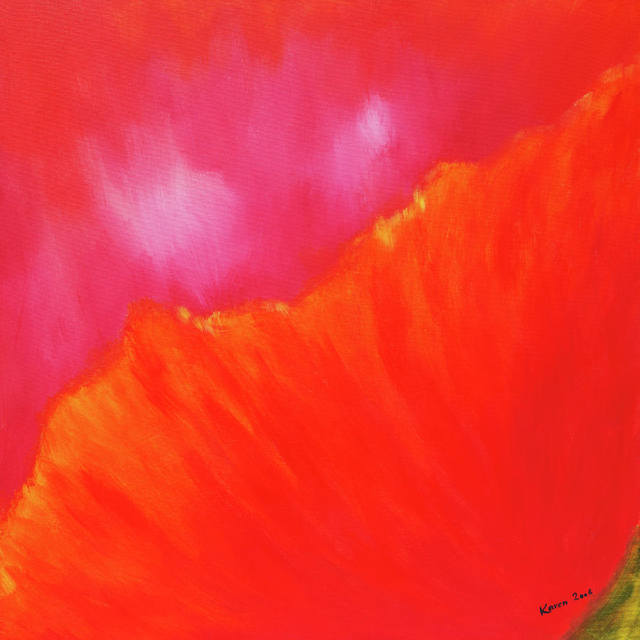 Abstract red 2 - poppy blossom acrylic painting Painting by Karen Kaspar