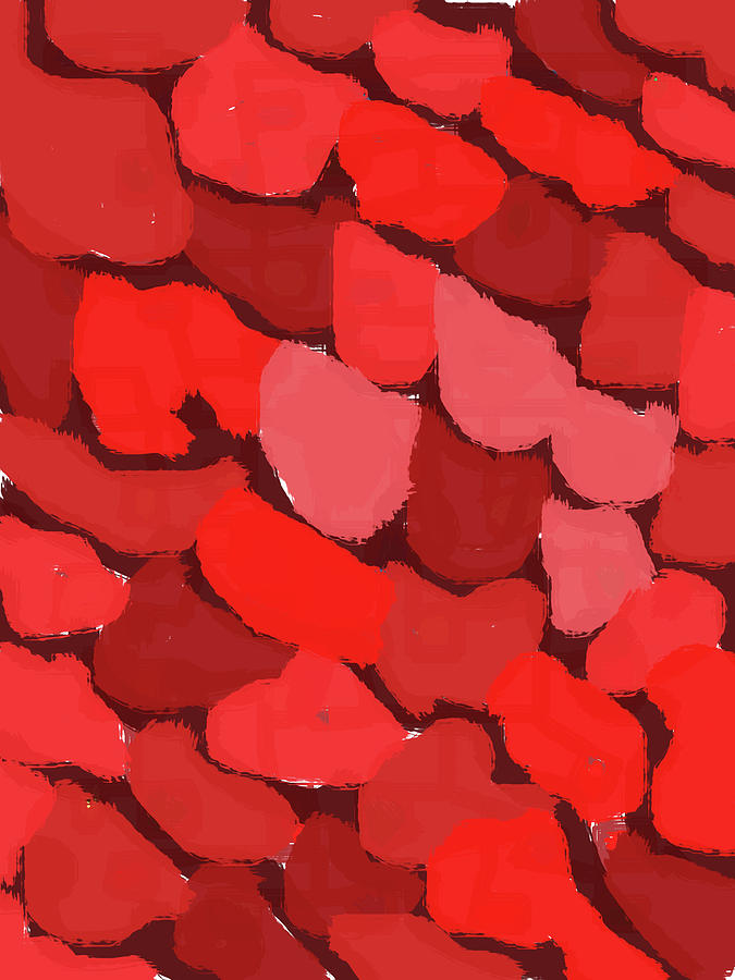 Abstract Red Blotches Digital Art
