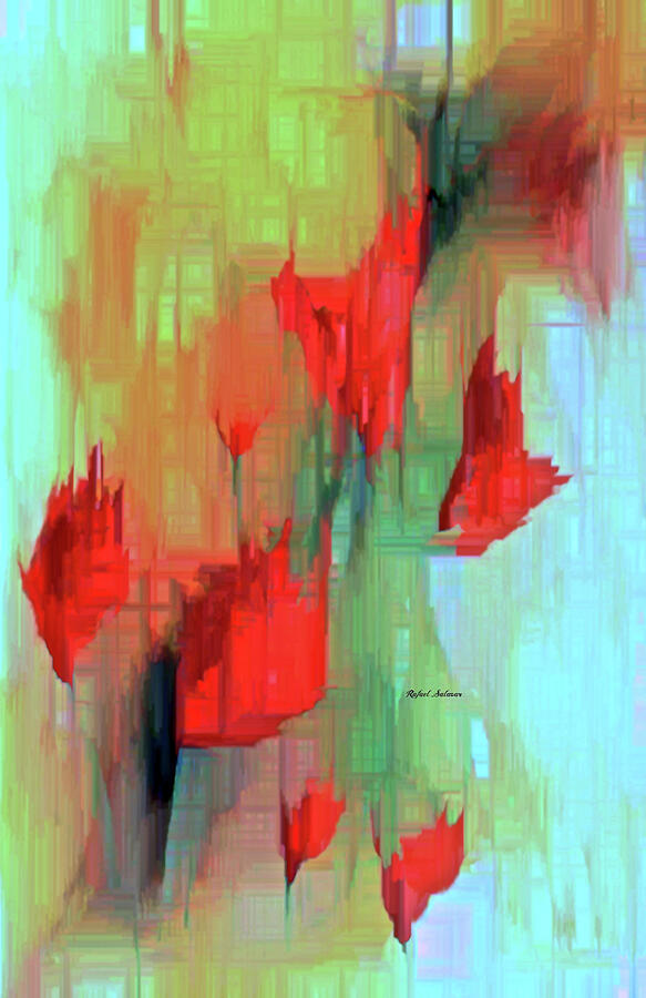 Abstract Red Flowers Painting by Rafael Salazar