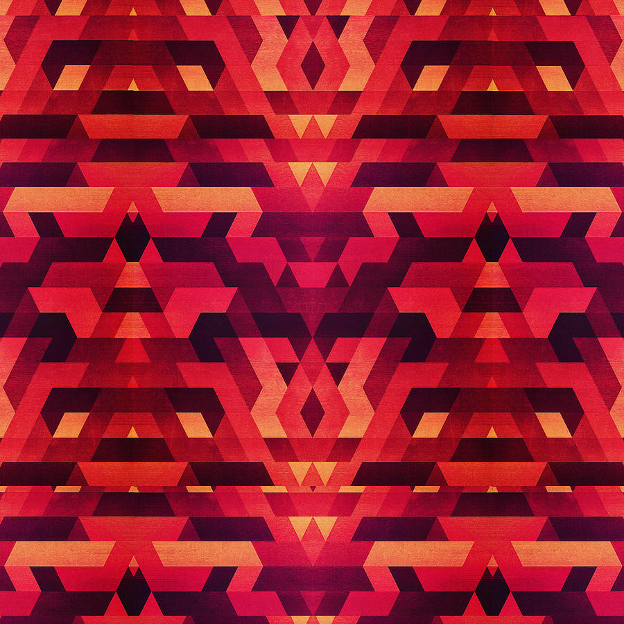 Abstract Digital Art - Abstract red geometric triangle texture pattern design Digital Futrure  Hipster  Fashion by Philipp Rietz