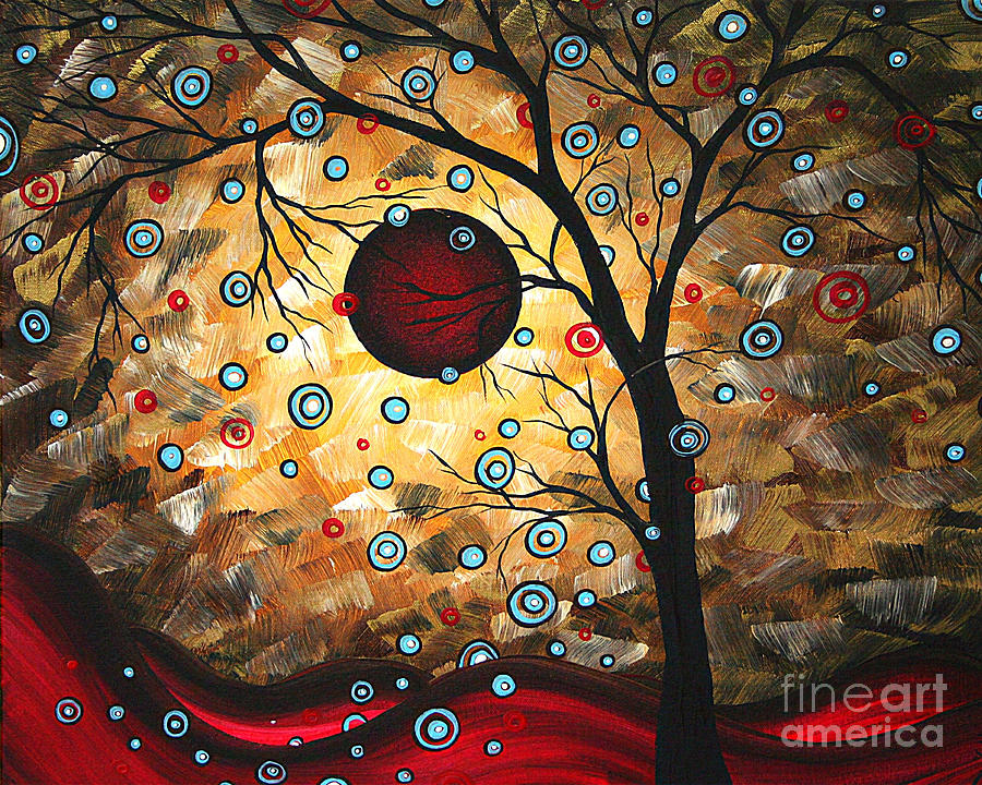 Abstract Red Moon Landscape Tree Art Terms of Endearment by Megan Duncanson Painting by Megan Aroon