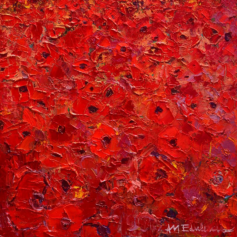 Abstract Red Poppies Painting by Ana Maria Edulescu