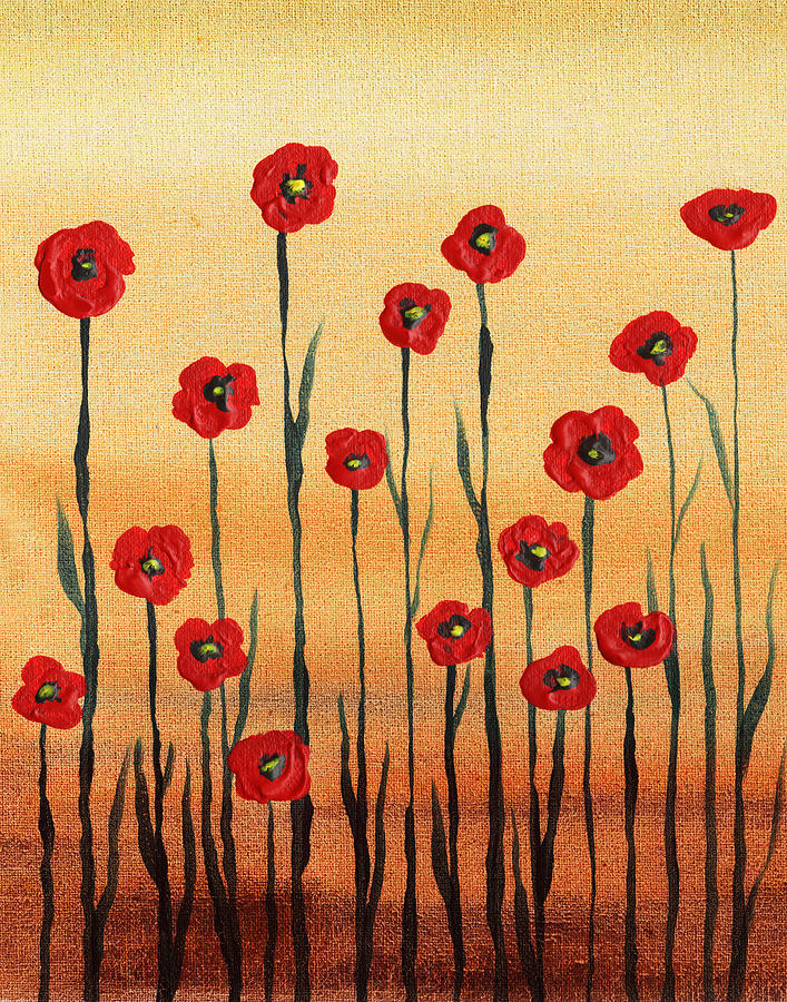 Abstract Red Poppy Field Painting