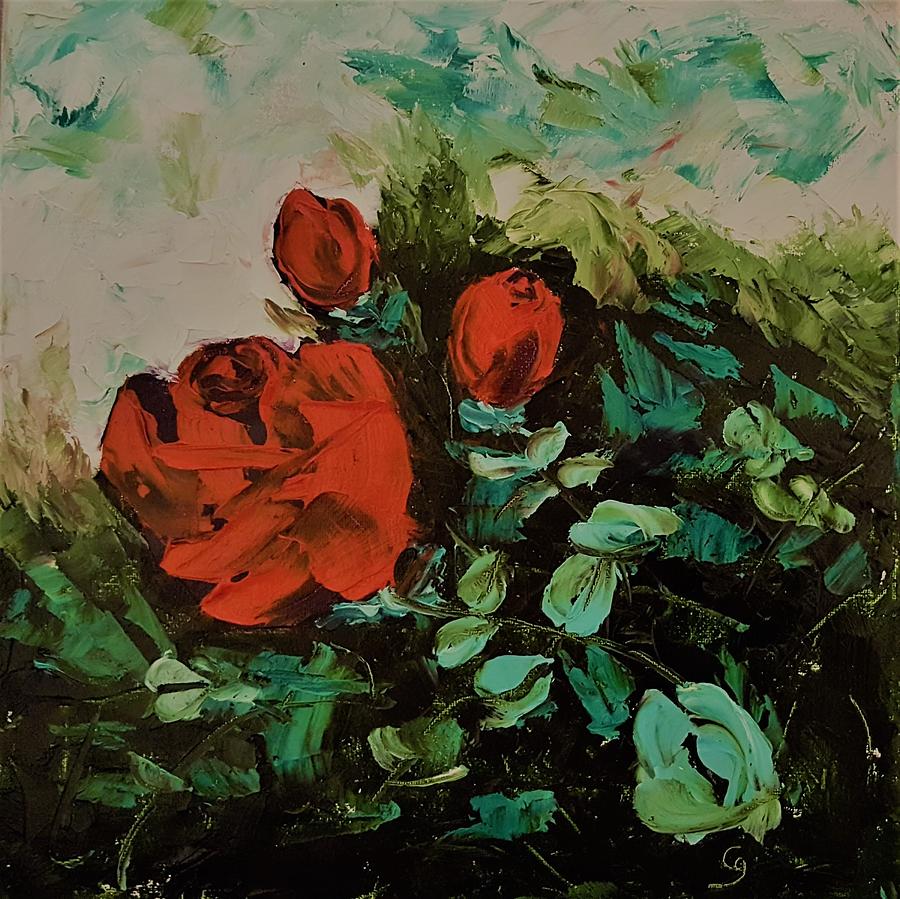 Abstract Red Roses            7 Painting