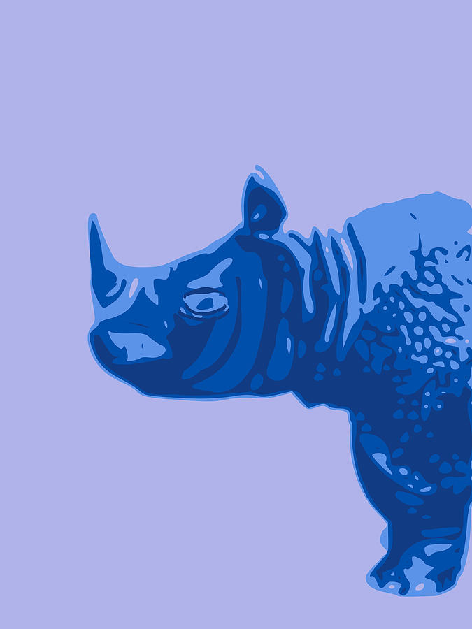 Abstract Rhino Contours Blue Digital Art