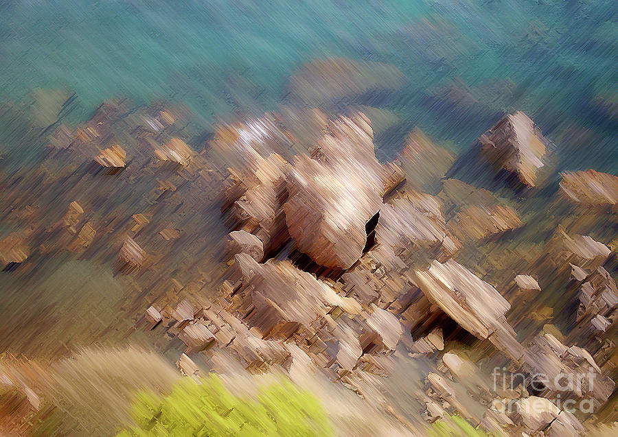 Abstract Rock by the Sea Digital Art by Francesca Mackenney