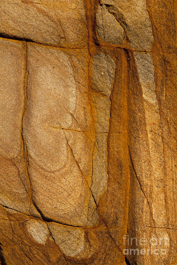 Rock Formation Photograph - Abstract Rock with Lines and Rectangles by Sharon Foelz