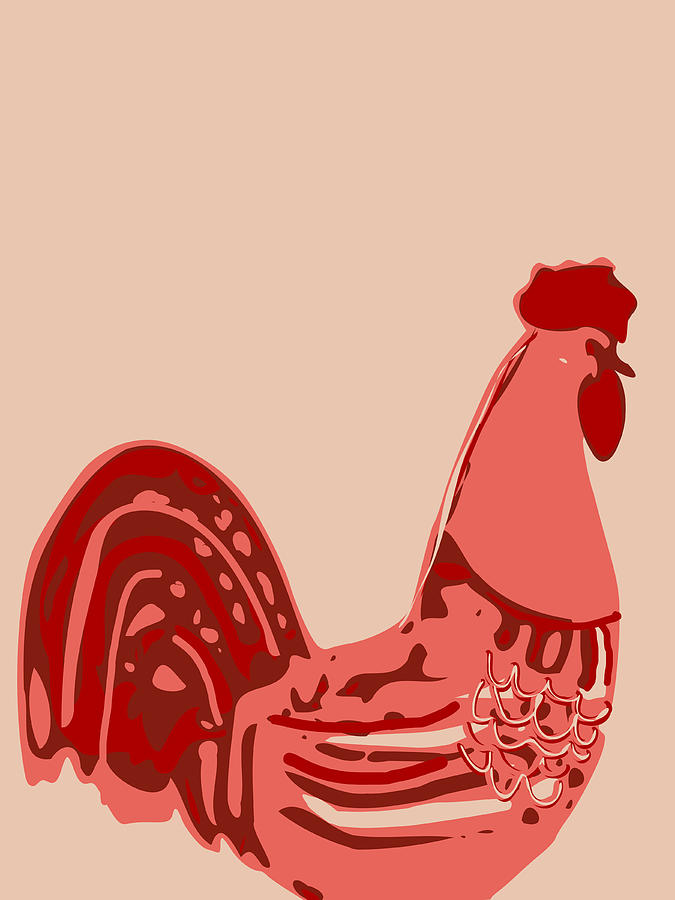 Rooster Digital Art - Abstract Rooster Contours by Keshava Shukla