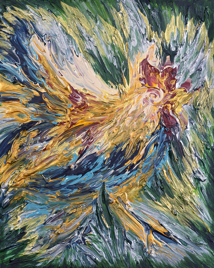Abstract Guam Rooster Painting by Michelle Pier