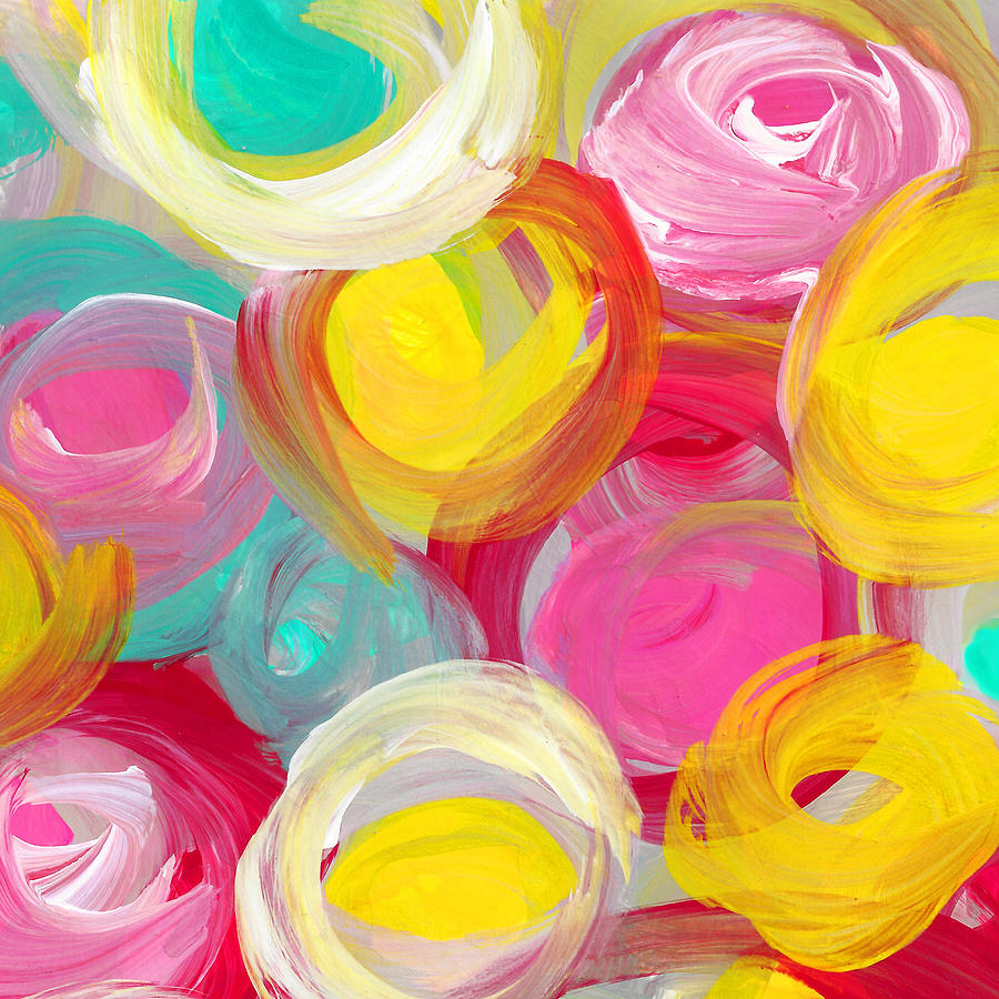 Abstract Rose Garden in the Morning Light Square 1 Painting by Amy Vangsgard