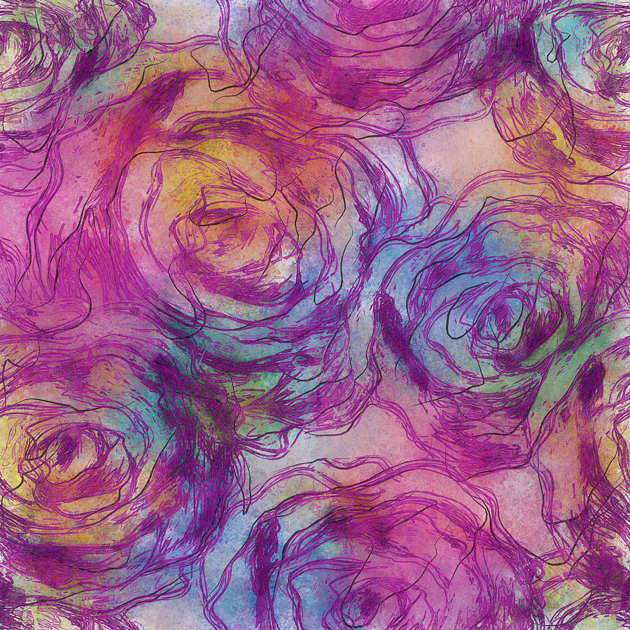 Illustration Painting - Abstract roses by Maria Biro Illustration Painting - Abstract roses by Maria Biro
