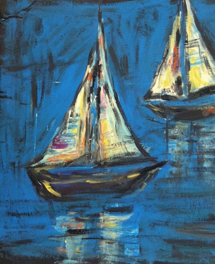 Abstract sail boat Painting by Hae Kim