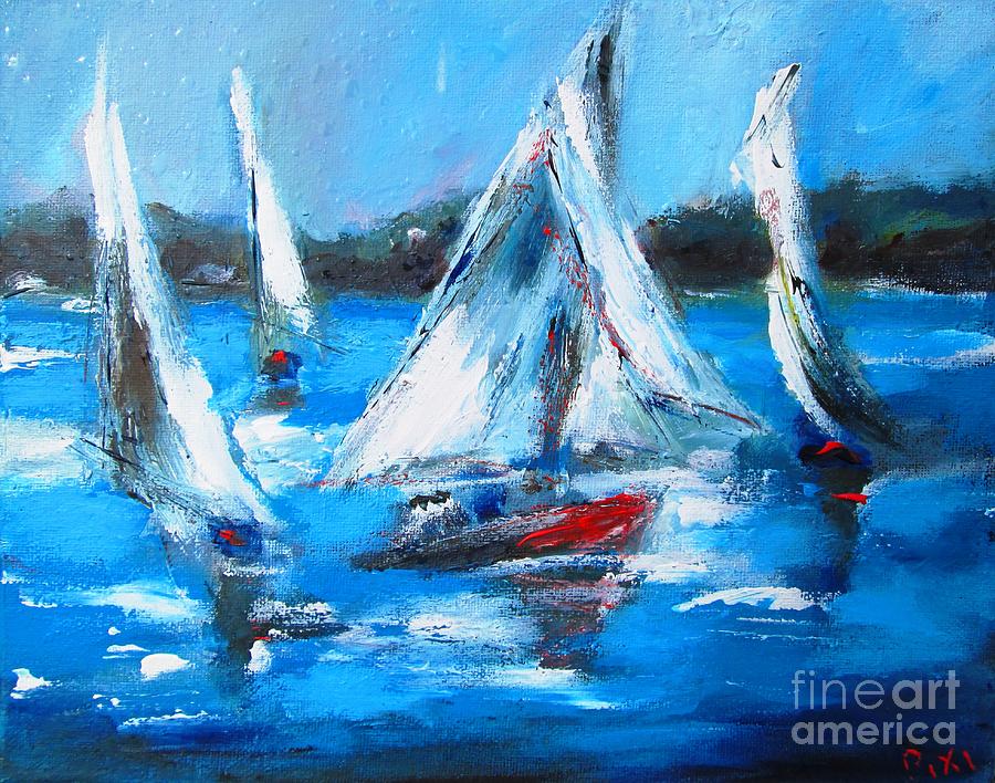  Galway Sailboats Galway Ireland Painting by Mary Cahalan Lee - aka PIXI
