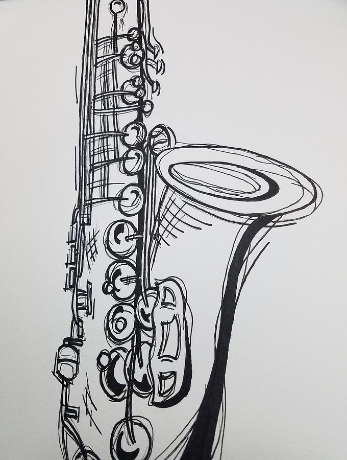 Abstract Saxophone Drawing