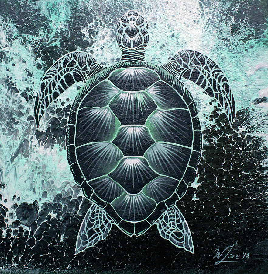 Abstract Sea Turtle Painting by William Love