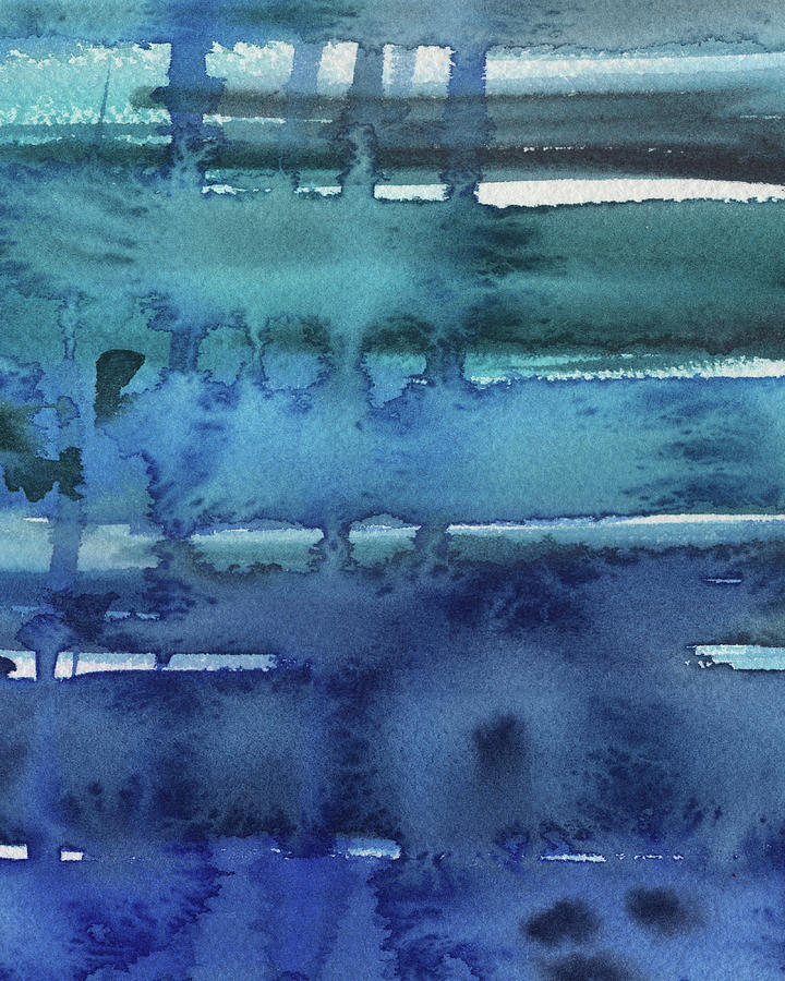 Abstract Painting - Abstract Seascape Splash Of Blue by Irina Sztukowski