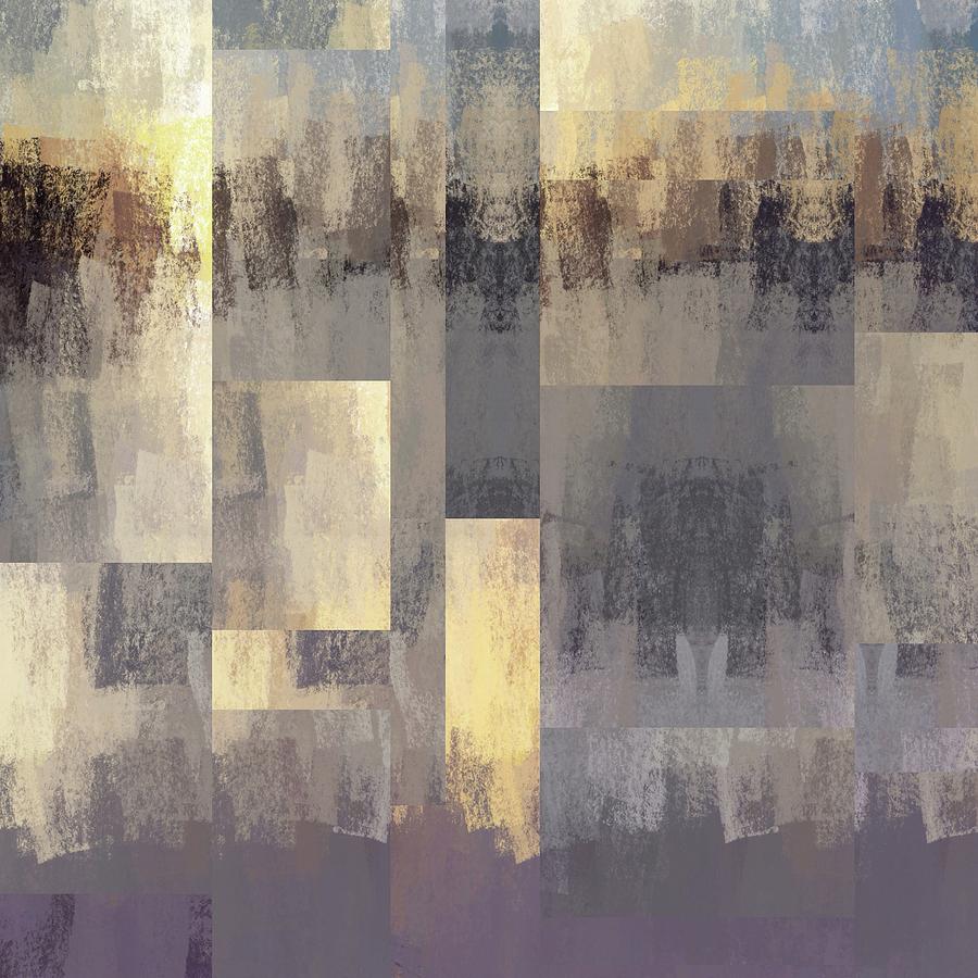 Abstract Digital Art - Abstract Silver and Gold Shapes by Brandi Fitzgerald
